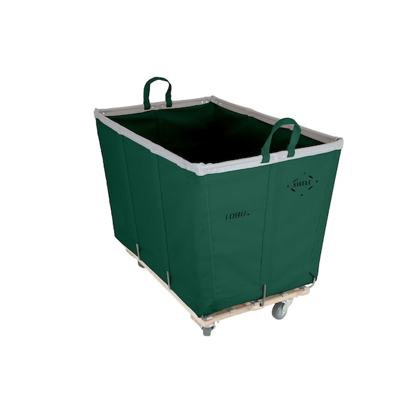 Steele Canvas Basket 10 BU Permanent Truck Green Vinyl w/Grey Vinyl - 4in Casters 9210VGRNVGRYW4 - main